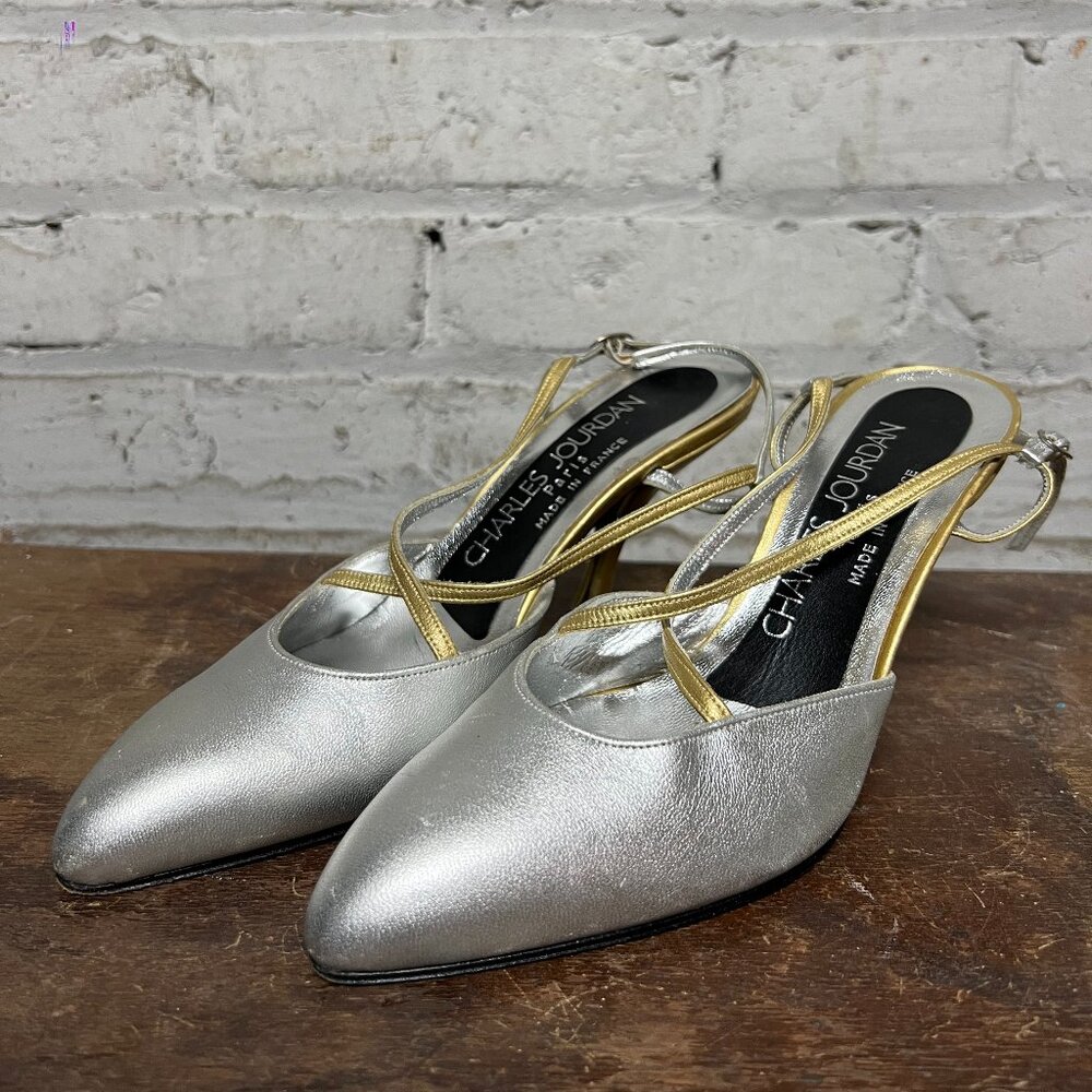 Charles Jourdan - Silver Metallic Heels - Size 6